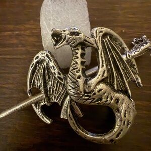 Silver Dragon Reptile Hair Pin
